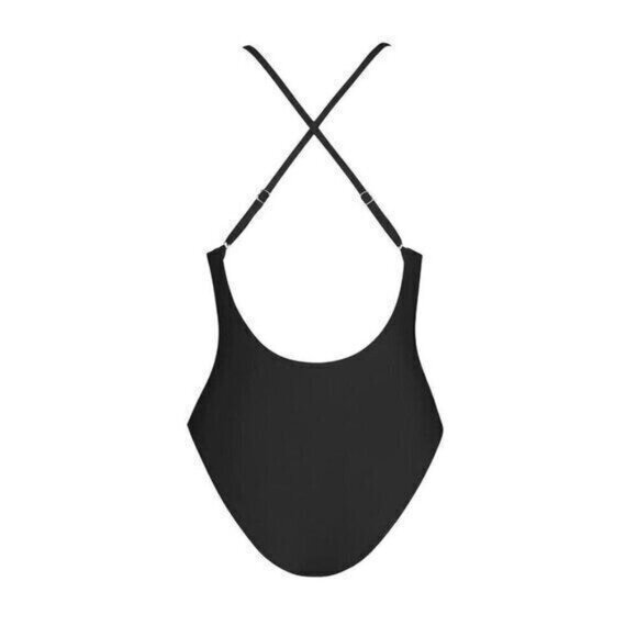 Cupshe Womens One-Piece Swimsuit Large Black V-Wire Plunge Neckline Cross Back - Picture 6 of 10